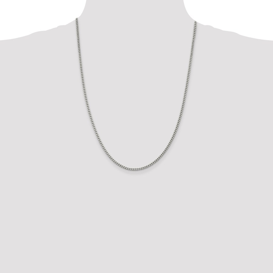 Sterling Silver 3 mm Curb Chain - 24 in.