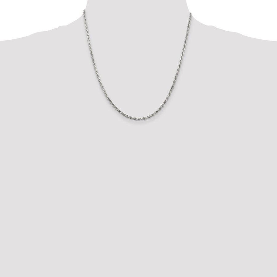 Sterling Silver 2.5 mm Diamond Cut Rope Chain - 20 in.